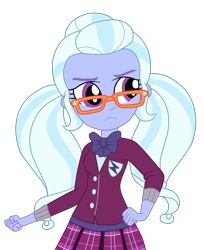 Size: 2332x2862 | Tagged: safe, artist:gmaplay, derpibooru import, screencap, sugarcoat, equestria girls, friendship games, g4, clothes, crystal prep academy, crystal prep academy uniform, crystal prep shadowbolts, school uniform, sugarcoat is not amused, unamused, worried