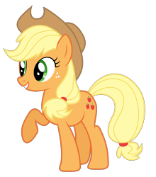 Size: 3380x3840 | Tagged: safe, derpibooru import, editor:greywolf2021, applejack, earth pony, pony, g4, applejack's hat, clothes, cowboy hat, female, hat, mare, raised hoof, raised leg, simple background, solo, transparent background, vector