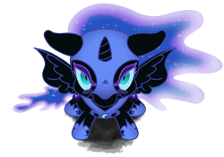 Size: 1520x1061 | Tagged: safe, artist:underwoodart, derpibooru import, nightmare moon, alicorn, pony, g4, angry, chibi, cute, female, filly, foal, grumpy, i am the night, looking at you, madorable, mlp fim's fourteenth anniversary, nightmare woon, simple background, transparent background