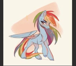 Size: 967x843 | Tagged: safe, artist:nettlemoth, derpibooru import, rainbow dash, pegasus, pony, g4, blush scribble, blushing, collarbone, cross-popping veins, emanata, female, lidded eyes, mare, partially open wings, raised hoof, raised leg, sketch, solo, sparkles, wings