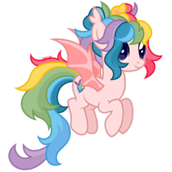 Size: 1920x1920 | Tagged: safe, artist:cirillaq, derpibooru import, oc, oc:rainbow skies, bat pony, pony, female, mare, simple background, solo, transparent background