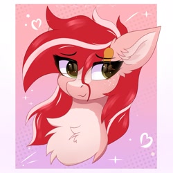 Size: 1773x1773 | Tagged: safe, artist:gaffy, derpibooru import, oc, oc only, oc:itssim, earth pony, abstract background, bust, chest fluff, ear fluff, ears, gradient background, passepartout, portrait, solo