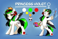 Size: 3000x2000 | Tagged: safe, artist:kittytitikitty, derpibooru import, oc, oc:princess violet, alicorn, pony, bipedal, female, mare, paint, paintbrush, reference sheet