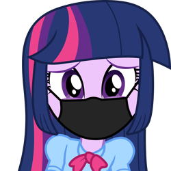 Size: 3000x3000 | Tagged: safe, artist:cloudy glow, derpibooru import, editor:brokenadam, twilight sparkle, human, equestria girls, g4, rainbow rocks, coronavirus, covid-19, face mask, female, mask, simple background, solo, transparent background, vector