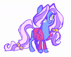 Size: 1402x1126 | Tagged: oc name needed, safe, artist:janegumball, derpibooru import, part of a set, oc, oc only, earth pony, pony, bangs, blue coat, blue eyeshadow, clothes, colored sketch, doodle, earth pony oc, eyelashes, eyeshadow, female, female oc, green eyes, hair accessory, jacket, long mane, long tail, makeup, mane accessory, mare, mare oc, oc redesign, ponytail, ponyville ciderfest, ponyville ciderfest 2024, requested art, simple background, sketch, smiling, solo, standing, tail, tail accessory, three quarter view, tied mane, tied tail, two toned mane, two toned tail, white background