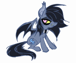 Size: 1495x1234 | Tagged: oc name needed, safe, artist:janegumball, derpibooru import, part of a set, oc, oc only, bat pony, pony, bags under eyes, bat pony oc, black mane, black tail, colored pinnae, colored sclera, colored sketch, colored teeth, colored wings, doodle, ear tufts, emo hair, fangs, frown, gray coat, lidded eyes, looking back, narrowed eyes, no catchlights, oc redesign, pink eyes, ponyville ciderfest, ponyville ciderfest 2024, requested art, simple background, sitting, sketch, solo, spiky mane, spread wings, tail, two toned wings, white background, wings, yellow sclera, yellow teeth