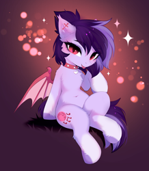 Size: 3715x4266 | Tagged: safe, artist:empress-twilight, derpibooru import, oc, oc only, oc:bloodmoon lullaby, bat pony, pony, collar, commission, ych result