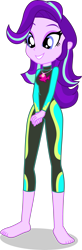 Size: 1443x4408 | Tagged: safe, alternate version, artist:dustinwatsongkx, derpibooru import, starlight glimmer, human, equestria girls, g4, barefoot, clothes swap, feet, female, fluttershy's wetsuit, geode of fauna, hatless, magical geodes, missing accessory, simple background, solo, swimsuit swap, transparent background, wetsuit