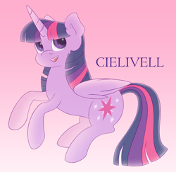 Size: 1983x1924 | Tagged: safe, artist:cielivell, derpibooru import, twilight sparkle, twilight sparkle (alicorn), alicorn, pony, g4, cute, gradient background, pretty, solo