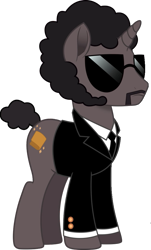 Size: 617x1024 | Tagged: artist needed, source needed, safe, derpibooru import, unicorn, g4, my little pony: the movie, bodyguard, clothes, headphones, headset, horn, jules winnfield, microphone, pulp fiction, simple background, suit, sunglasses, transparent background, vector, whinnyfield