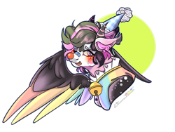 Size: 1600x1200 | Tagged: safe, artist:legendaryshadee, derpibooru import, oc, oc:yunii, pegasus, pony, clown, clown makeup, clown nose, hat, party hat, red nose, solo