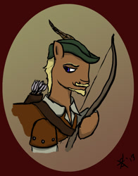 Size: 901x1151 | Tagged: safe, artist:jberg18, derpibooru import, pony, arrow, atg 2013, bow (weapon), male, newbie artist training grounds, ponified, quiver, robin hood, solo, species swap, stallion