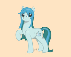 Size: 1000x800 | Tagged: safe, artist:yinmai, derpibooru import, oc, oc only, earth pony, pony, glaceon, orange background, pokémon, ponified, raised hoof, raised leg, simple background, solo, species swap