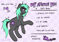 Size: 1321x943 | Tagged: safe, artist:poopslug, derpibooru import, oc, oc only, oc:dusty drinks, earth pony, pony, reference sheet, solo