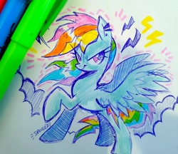 Size: 3350x2896 | Tagged: safe, artist:spoiledskullz, derpibooru import, rainbow dash, pegasus, g4, best pony, cute, dashabetes, female, feminism, hero dash, mare, marker, marker drawing, rainbow dash is best pony, rainbow sass, solo, traditional art