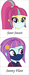 Size: 282x720 | Tagged: safe, derpibooru import, editor:brokenadam, sour sweet, sunny flare, equestria girls, g4, face mask, mask