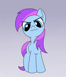 Size: 1222x1428 | Tagged: safe, artist:mandumustbasukanemen, derpibooru import, pony, g4, ange, angry, colored, cute, despondent, female, flat colors, front view, gradient background, grr, grumpy, light stream, mare, solo