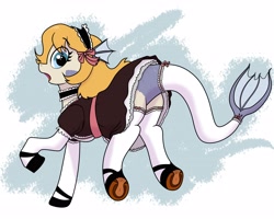 Size: 4096x3277 | Tagged: safe, artist:pony quarantine, derpibooru import, oc, oc only, oc:marina, merpony, pony, butt, choker, clothes, commission, female, looking at you, looking back, looking back at you, maid, mare, open mouth, plot, solo, stockings, thigh highs, underhoof