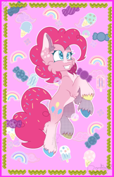 Size: 1947x3000 | Tagged: safe, artist:bryony6210, artist:bryonythewolf, derpibooru import, part of a set, pinkie pie, earth pony, pony, g4, cheek fluff, chest fluff, female, grin, mare, smiling, solo, unshorn fetlocks