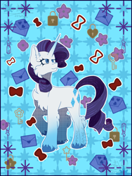 Size: 2252x3000 | Tagged: safe, artist:bryony6210, artist:bryonythewolf, derpibooru import, part of a set, rarity, pony, unicorn, g4, cheek fluff, chest fluff, ear fluff, ears, female, horn, mare, outline, solo, unshorn fetlocks, white outline