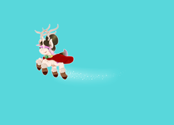 Size: 2800x2000 | Tagged: safe, artist:kathepart, derpibooru import, oc, oc only, oc:kinna-ca, unicorn, animal costume, christmas, clothes, costume, eyes closed, happy, holiday, horn, makeup, reindeer costume, simple background, solo