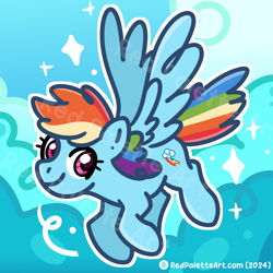 Size: 3000x3000 | Tagged: safe, artist:redpalette, derpibooru import, rainbow dash, g4, cloud, cute, female, flying, mare, sky, smiling, sparkles, spread wings, wings