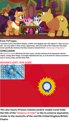 Size: 2560x4494 | Tagged: safe, derpibooru import, edit, edited screencap, screencap, coriander cumin, pinkie pie, rarity, saffron masala, pony, g4, spice up your life, analysis, british raj, equestrian raj, flag, india, my little pony: friendship is magic, text, theory