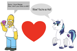 Size: 1687x1127 | Tagged: artist needed, source needed, safe, derpibooru import, shining armor, human, g4, crack shipping, crossover, crossover shipping, donut, food, heart, homer simpson, male, one sided shipping, op is on drugs, shipping, simple background, stallion, the simpsons, unrequited, white background