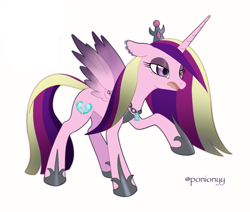 Size: 1300x1100 | Tagged: safe, artist:sion, derpibooru import, idw, princess cadance, alicorn, pony, g4, reflections, spoiler:comic, dark mirror universe, evil cadance, female, mare, signature, simple background, solo, white background