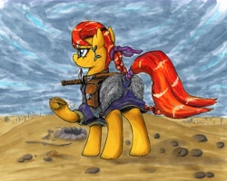 Size: 11222x8973 | Tagged: safe, artist:trance-wave, derpibooru import, oc, oc only, earth pony, pony, g4, female, mare, marker drawing, outdoors, scar, solo, traditional art