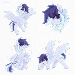 Size: 2000x2000 | Tagged: safe, artist:scheadar, derpibooru import, oc, oc only, pegasus, pony, crouching, female, flying, mare, solo, spread wings, wings