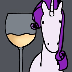 Size: 959x959 | Tagged: safe, artist:dummbeez, derpibooru import, rarity, pony, unicorn, g4, female, glass, gray background, hoers, horn, mare, simple background, solo, wine glass