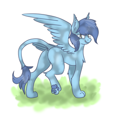 Size: 5000x5000 | Tagged: safe, artist:pzkratzer, derpibooru import, oc, oc:night cloud, sphinx, 30 minute art challenge, butt, featureless crotch, looking at you, paws, plot, sketch, solo, sphinx oc, spread wings, underpaw, wings