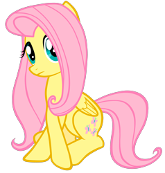 Size: 5000x5246 | Tagged: safe, artist:fluttershy7, derpibooru import, fluttershy, pegasus, pony, g4, 2011, female, folded wings, looking at you, mare, simple background, sitting, solo, tail, transparent background, vector, wings