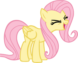 Size: 12708x10253 | Tagged: safe, artist:icammo, derpibooru import, fluttershy, pegasus, pony, g4, sonic rainboom (episode), 2011, absurd resolution, eyes closed, female, flutteryay, folded wings, mare, my little pony: friendship is magic, open mouth, open smile, simple background, smiling, solo, tail, transparent background, vector, wings, yay