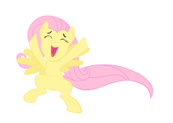 Size: 4000x2828 | Tagged: safe, artist:dumbfabric, derpibooru import, fluttershy, pegasus, pony, g4, sonic rainboom (episode), 2011, cheering, cute, eyes closed, female, flutterbadass, mare, my little pony: friendship is magic, open mouth, open smile, shyabetes, simple background, smiling, solo, spread wings, tail, transparent background, vector, wings