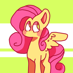 Size: 2000x2000 | Tagged: safe, artist:smile-files, derpibooru import, fluttershy, pegasus, pony, g4, cute, female, looking sideways, mare, solo, spread wings, standing, wings