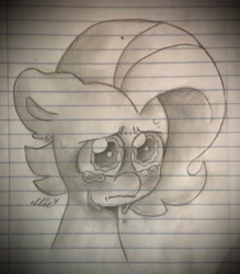 Size: 2086x2376 | Tagged: safe, artist:smile-files, derpibooru import, fluttershy, pegasus, pony, g4, bust, crying, pencil drawing, photo, portrait, sad, solo, traditional art