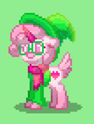 Size: 320x422 | Tagged: safe, derpibooru import, pony, unicorn, deltarune, glasses, horn, ponified, pony town, ralsei, smiling, solo, species swap