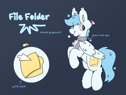 Size: 2048x1536 | Tagged: safe, artist:starbite444, derpibooru import, oc, oc:file folder, pegasus, clothes, cutie mark, male, reference sheet, scarf, simple background, solo, stallion