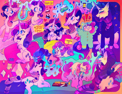 Size: 1946x1493 | Tagged: safe, artist:ayyolilikoi, derpibooru import, rarity, sweetie belle, classical unicorn, pony, unicorn, g4, alcohol, alternate hairstyle, bear costume, belle sisters, beret, bipedal, clothes, cross-popping veins, crying, crystal, cupcake, cute, diasweetes, duo, duo female, emanata, exclamation point, eyes closed, female, filly, foal, food, glass, grin, hat, horn, leonine tail, levitation, lying down, magic, mare, mouth hold, open mouth, open smile, prone, ribbon, siblings, sisters, sitting, smiling, sweater, tail, telekinesis, tissue box, unshorn fetlocks, wine, wine glass