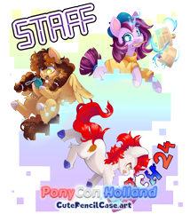 Size: 850x992 | Tagged: safe, artist:cutepencilcase, derpibooru import, oc, oc only, pegasus, pony, unicorn, horn, pegasus oc, ponycon holland, trio, unicorn oc