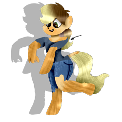 Size: 2834x2833 | Tagged: safe, artist:toffee-the-dingo, derpibooru import, applejack, earth pony, human, pony, g4, clothes, eye color change, female, high res, human to pony, mid-transformation, open mouth, simple background, smiling, solo, species swap, standing, torn clothes, transformation, transparent background