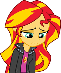 Size: 3000x3581 | Tagged: safe, artist:cloudy glow, derpibooru import, sunset shimmer, human, equestria girls, g4, rainbow rocks, clothes, female, sad, simple background, solo, sunsad shimmer, transparent background, vector