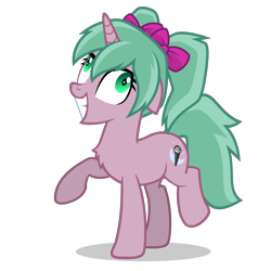 Size: 2800x2800 | Tagged: safe, artist:oblivionfall, derpibooru import, oc, oc only, oc:magicalmysticva, pony, unicorn, crazy face, faic, female, green eyes, gritted teeth, horn, insanity, looking up, open mouth, pigtails, pink body, png, shrunken pupils, simple background, solo, teal mane, teeth, transparent background, twintails, vector