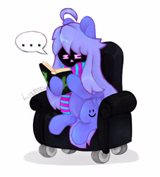 Size: 2696x2968 | Tagged: safe, artist:lamaka, derpibooru import, oc, oc:critic, pegasus, pony, book, chair, clothes, female, mare, no face, scarf, simple background, село