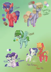 Size: 1934x2721 | Tagged: safe, artist:fluffyrainbowkitty, derpibooru import, big macintosh, rarity, oc, oc:apple cinnamon, oc:elusive, oc:emerald, oc:sparkling cider, oc:stitches, earth pony, pegasus, pony, unicorn, g4, adopted offspring, earth pony oc, female, glasses, gradient background, horn, male, mare, offspring, parent:big macintosh, parent:rarity, parents:rarimac, rarimac, rarity's glasses, shawl, shipping, siblings, stallion, straight, straw in mouth, ultimare universe, unicorn oc