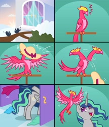 Size: 3600x4177 | Tagged: safe, artist:artisticwerks, derpibooru import, oc, oc:light breeze, alicorn, bird, phoenix, pony, butt, female, life's a breeze, mare, offspring, parent:king sombra, parent:princess celestia, parents:celestibra, tree