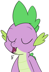 Size: 2218x3200 | Tagged: safe, artist:frownfactory, derpibooru import, spike, dragon, g4, eyes closed, male, simple background, solo, transparent background