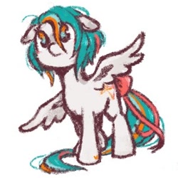 Size: 300x300 | Tagged: safe, artist:fizpup, derpibooru import, oc, oc only, oc:palm dreams, pegasus, pony, bow, ears, female, floppy ears, looking up, mare, simple background, solo, spread wings, tail, tail bow, white background, wings